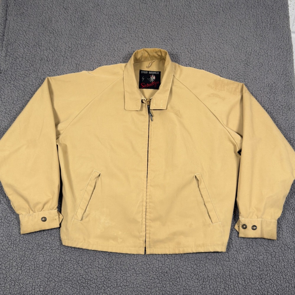 VTG Styled Outerwear By Saratoga Jacket Mens XL Full Rapid Zipper Combed Cotton